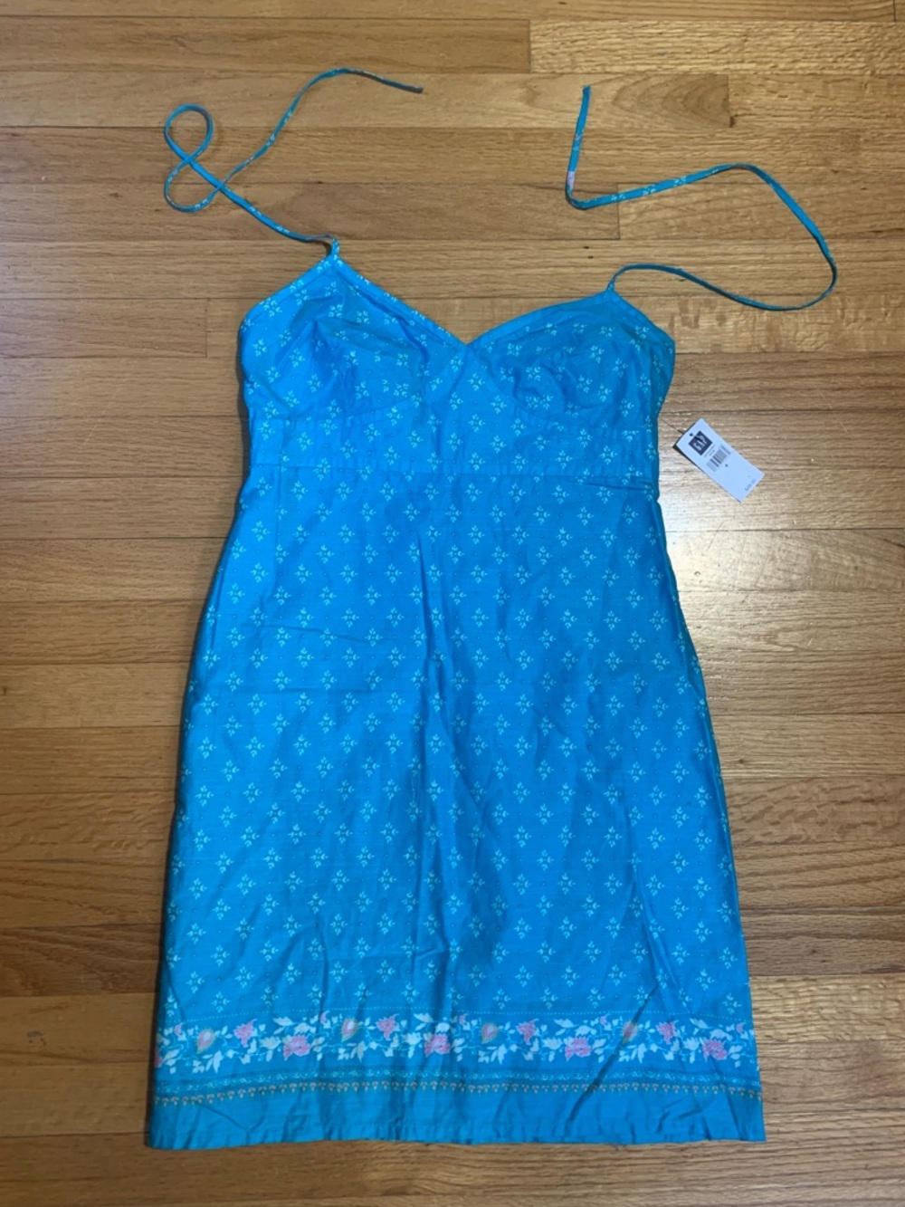 GAP Summer 2003 Sun Dress Floral Design Teal Blue Women's Size 8 Vintage NWT